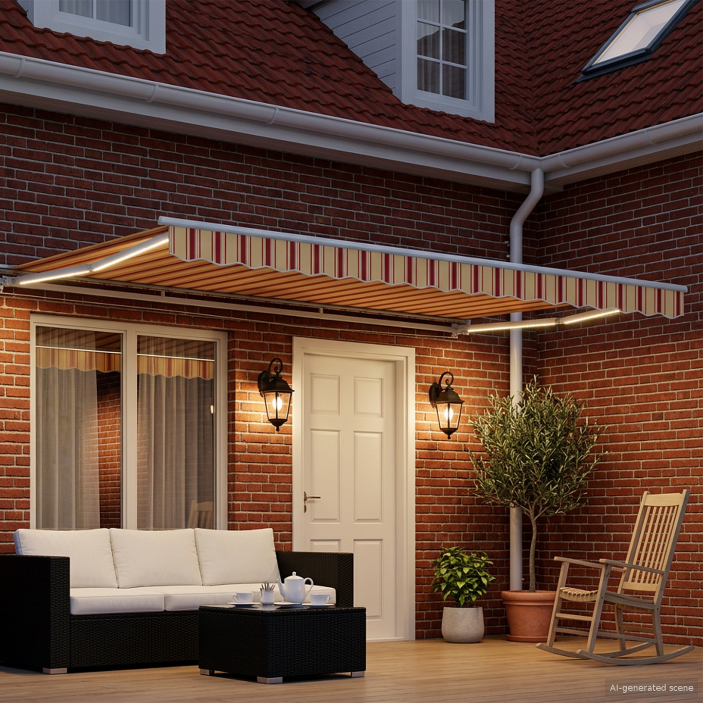 Manual Awning Frame with LEDs 4.5 x 3 m