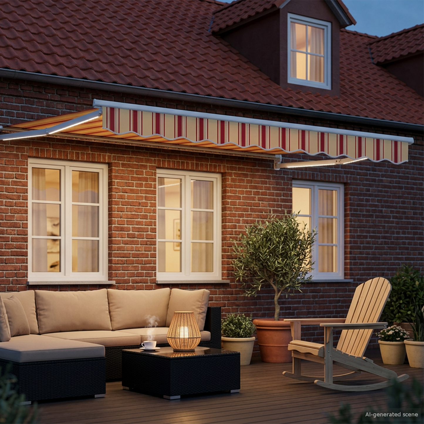 Manual Retractable Awning with LEDs Multicolour 3.5 x 2.5 m