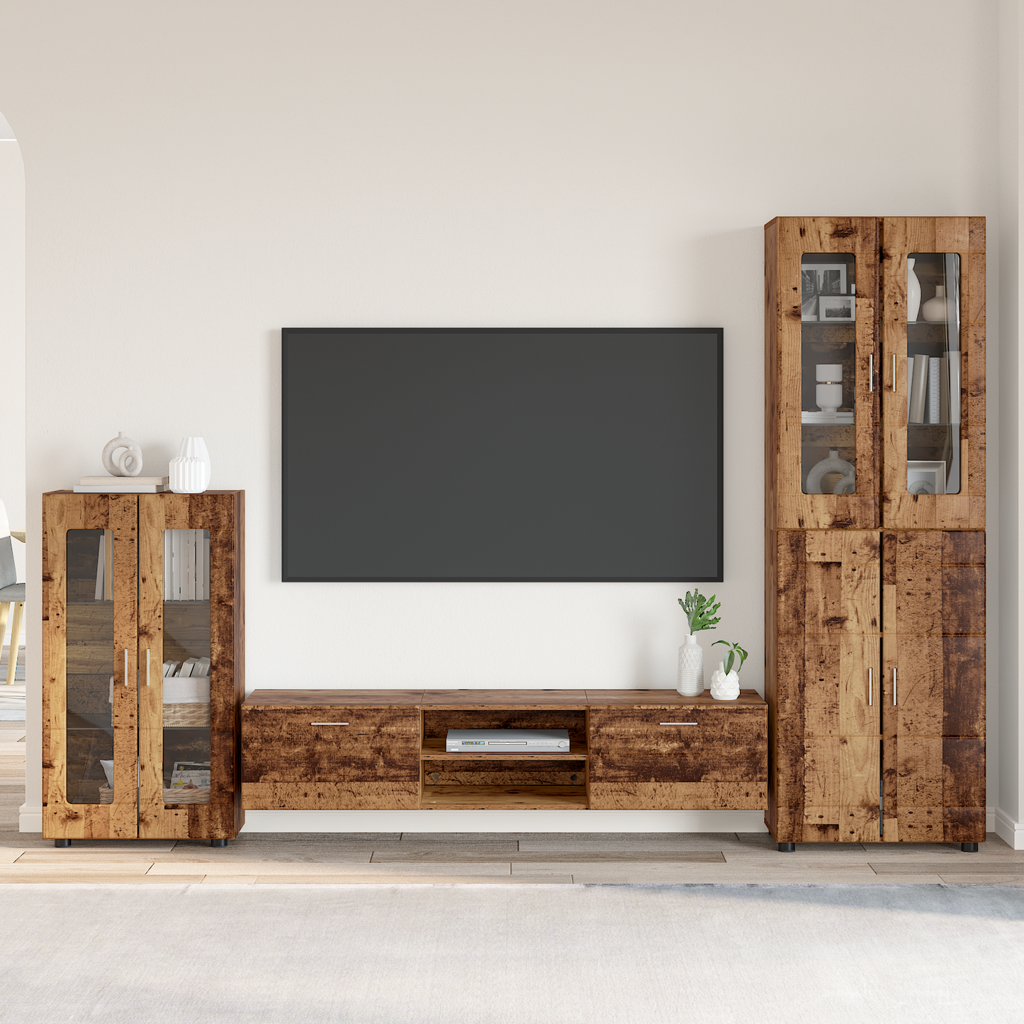TV Cabinet Set with Shelf FLORIN 3 pcs Old Wood Engineered Wood