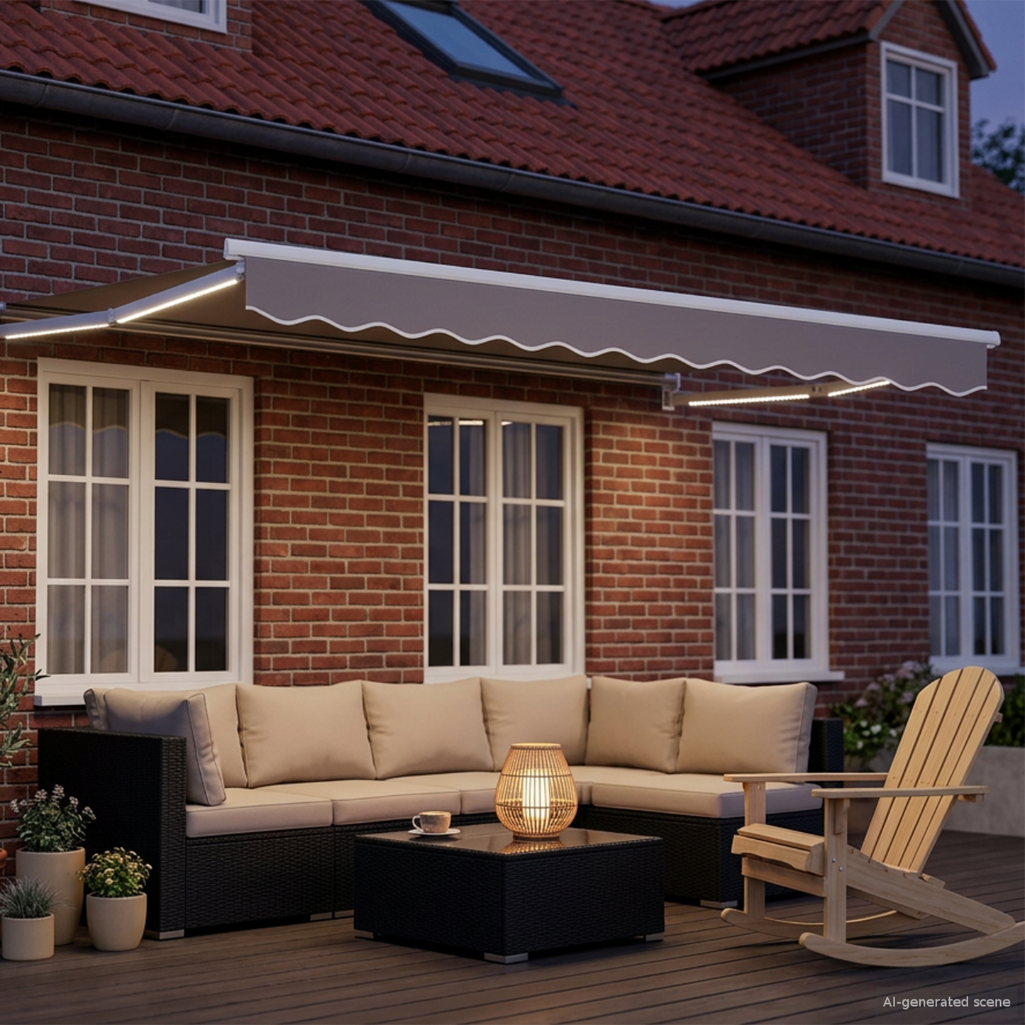 Manual Retractable Awning with LEDs 3 x 2.5 m