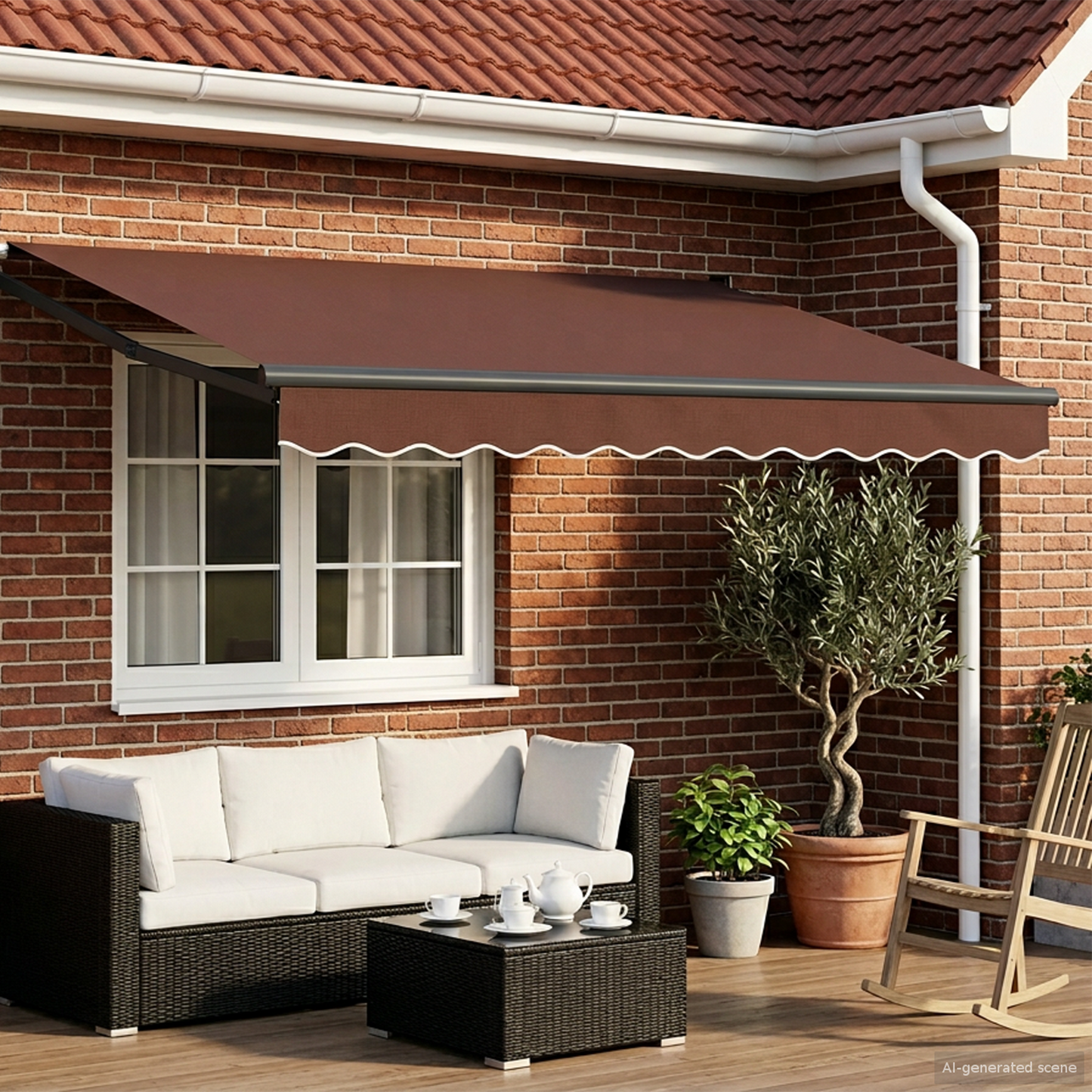 Manual Retractable Awning with LEDs 3.5 x 2.5 m