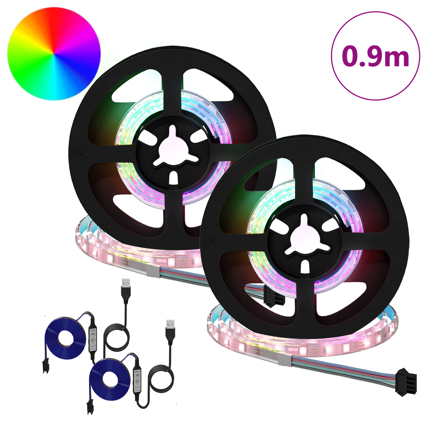 LED Strip 2 pcs Black and Transparent 450 mm Copper and Plastic