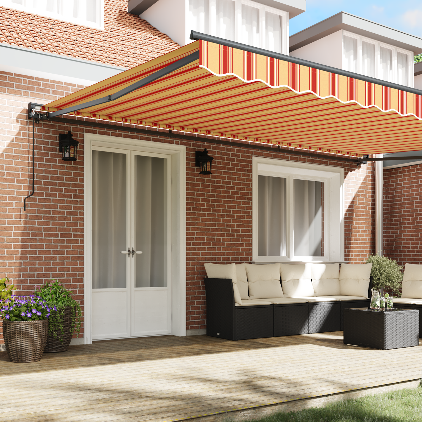 Awning Frame Multicolour 500 x 300 cm Polyester with PU coating