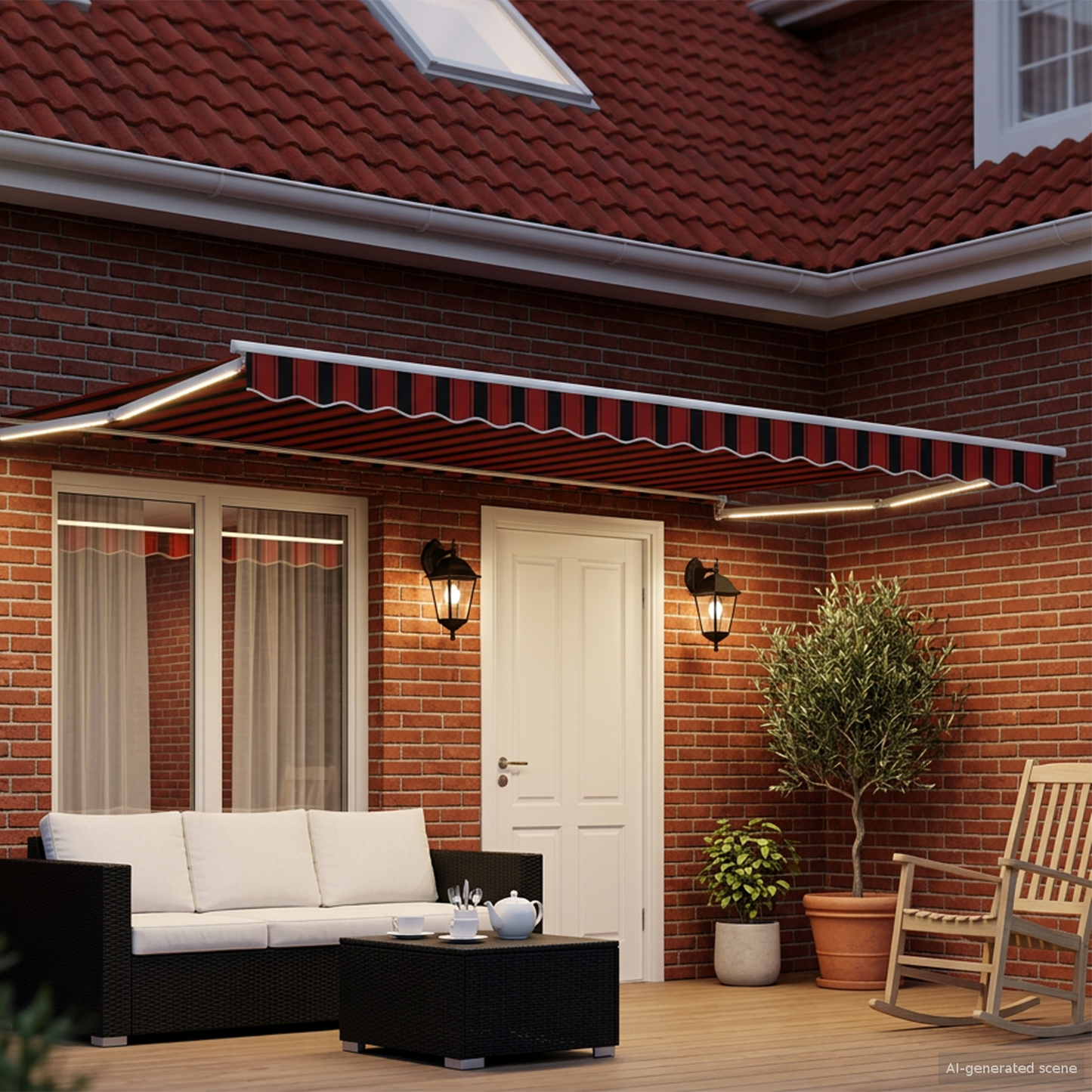 Manual Retractable Awning with LEDs 4 x 3 m