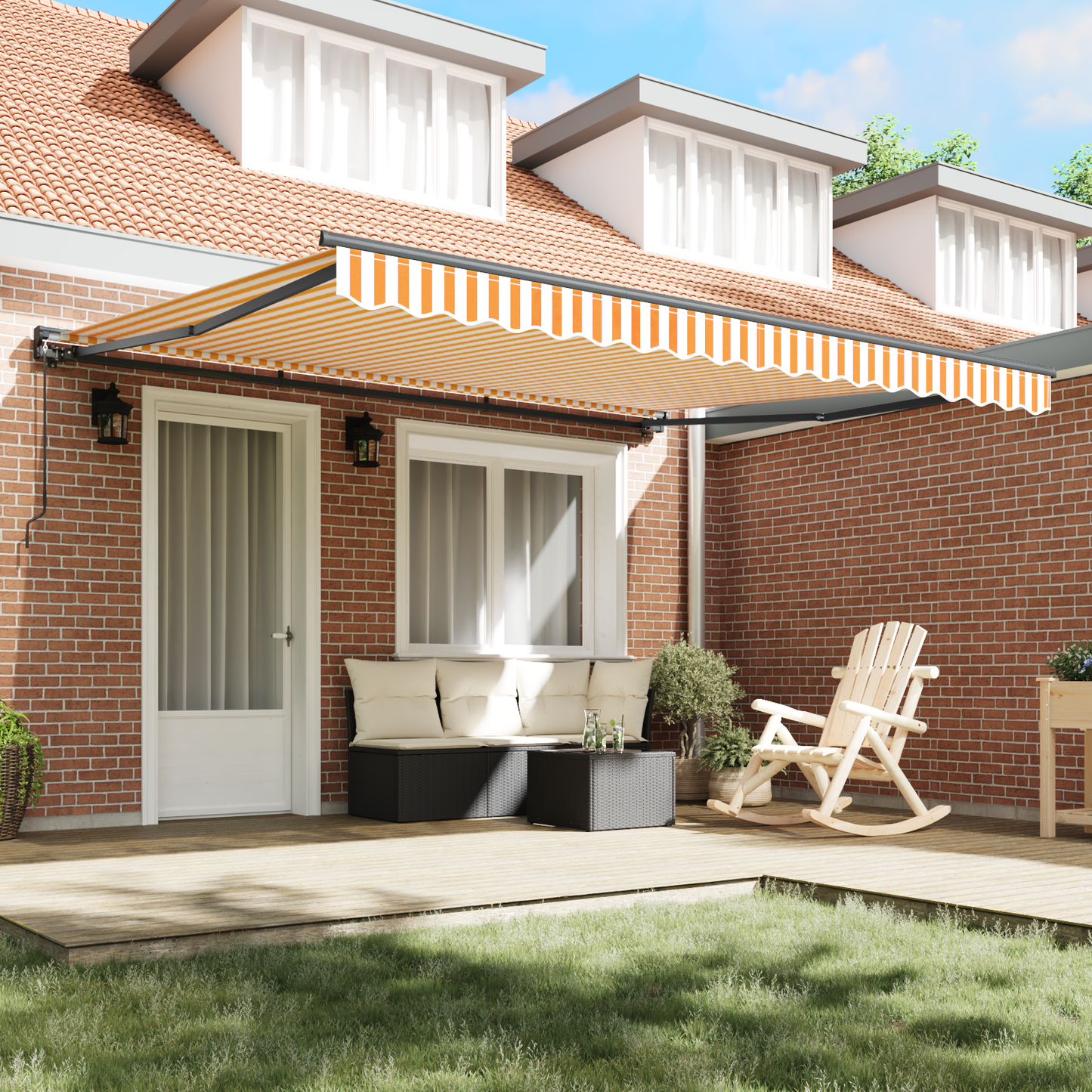 Awning Frame Yellow and White 400 x 300 cm