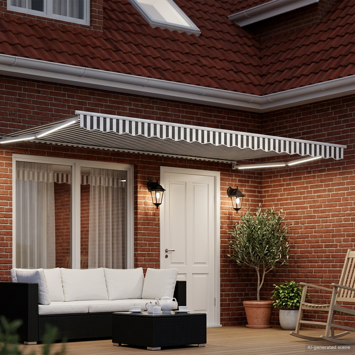 Manual Retractable Awning with LEDs 4.5 x 3 m