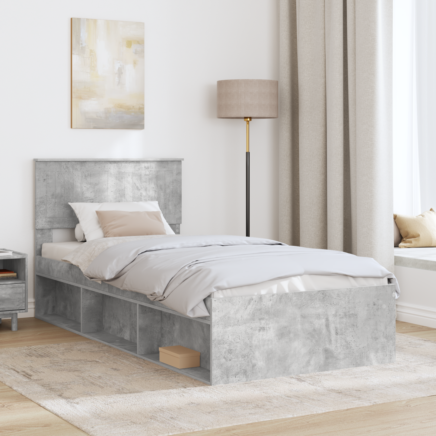 Bed Frame Concerte Grey 90 x 190 cm Solid Pine Wood
