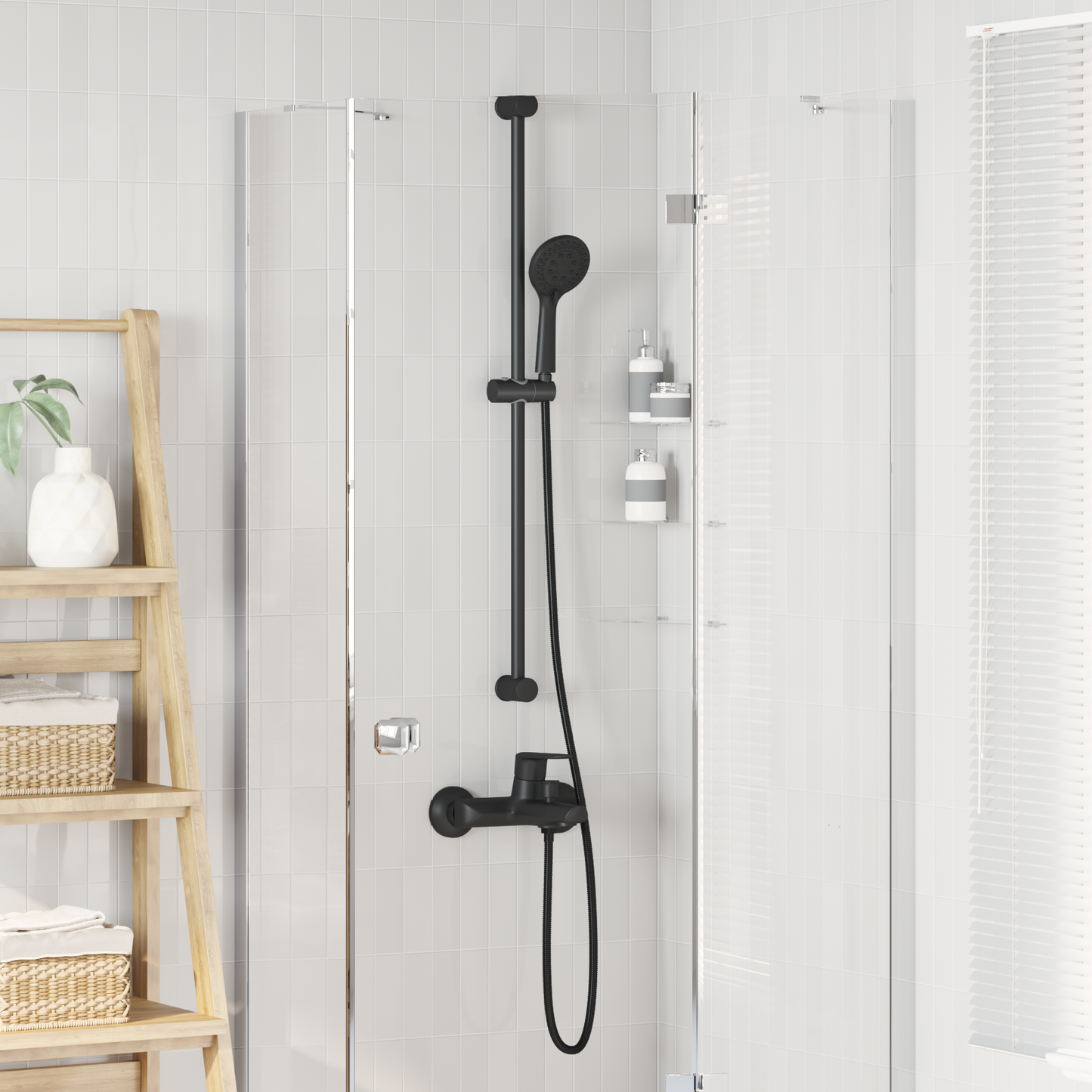 Shower Head Set Black 150 cm Stainless Steel