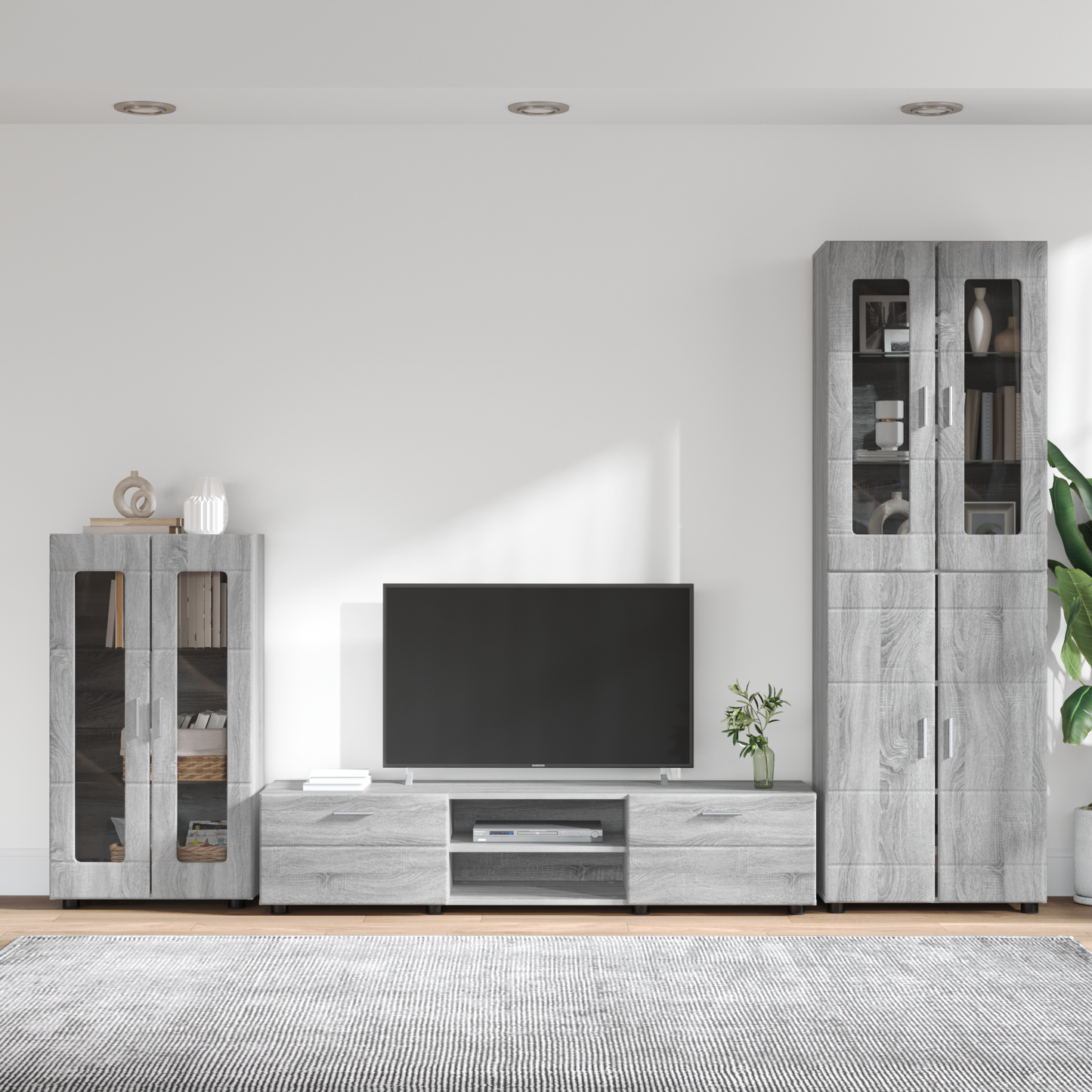 TV Cabinet Set FLORIN 3 pcs Grey Sonoma Engineered Wood