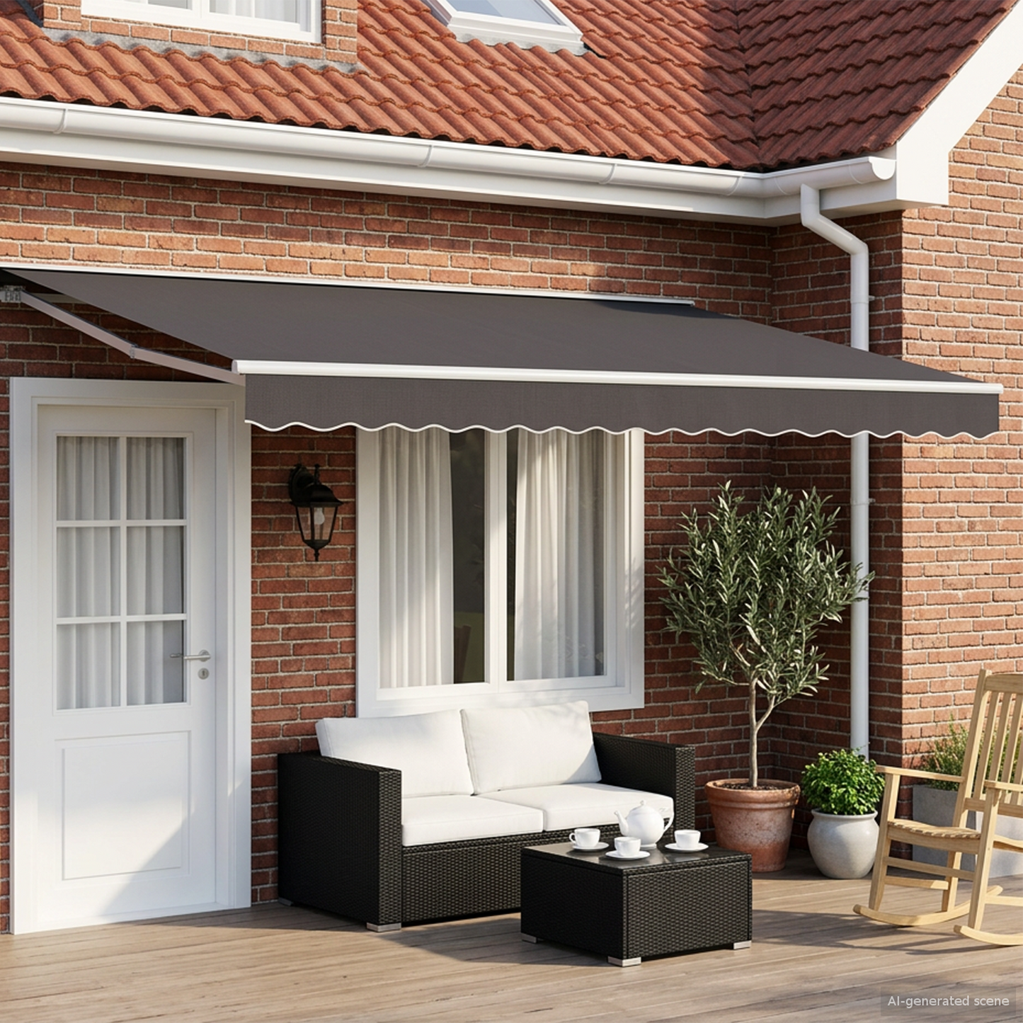 Manual Retractable Awning Anthracite 4 x 3 m