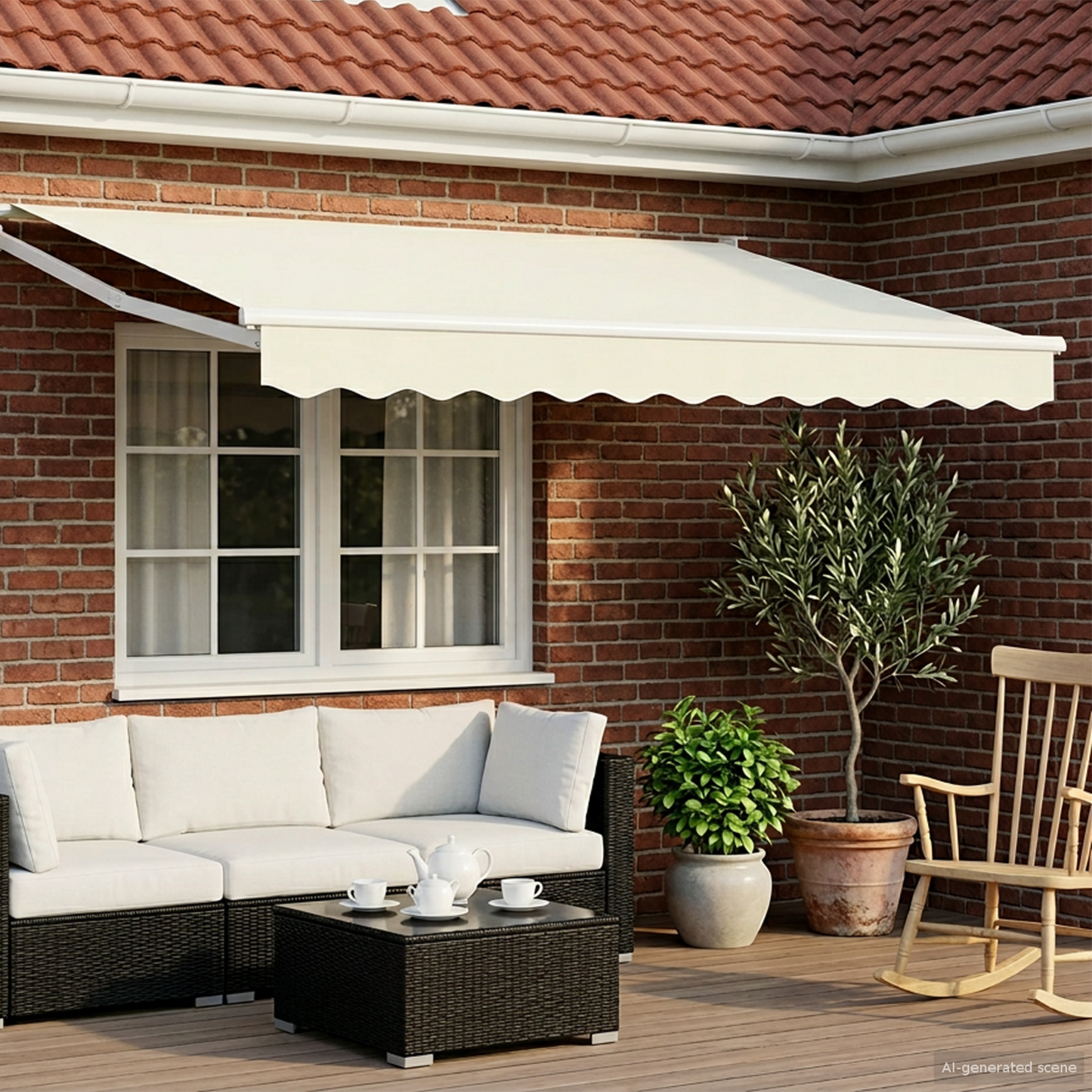 Retractable Awning Cream 3 x 2 m 100% Polyester and Aluminium