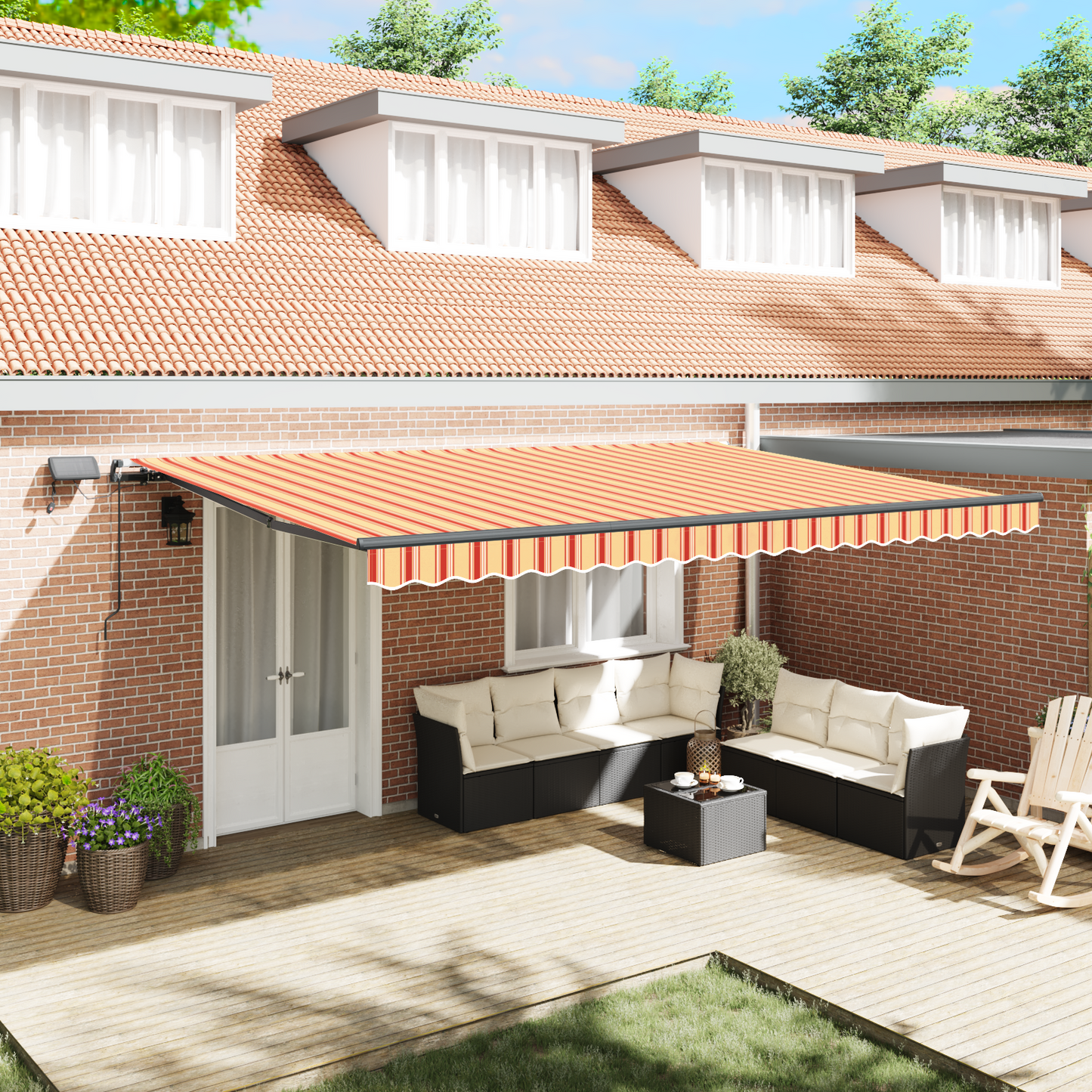 Retractable Awning Yellow and Orange 500 x 350 cm