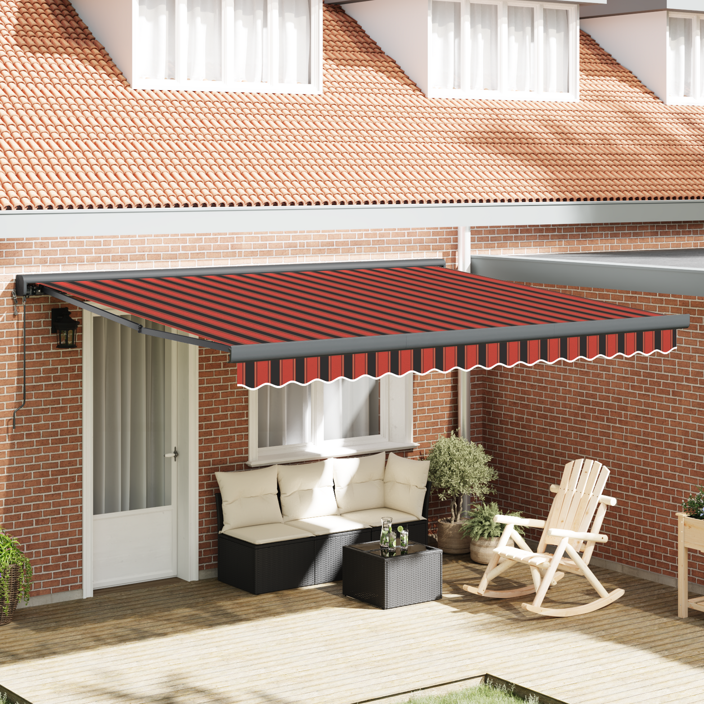 Retractable Awning Red and Black 350 x 250 cm