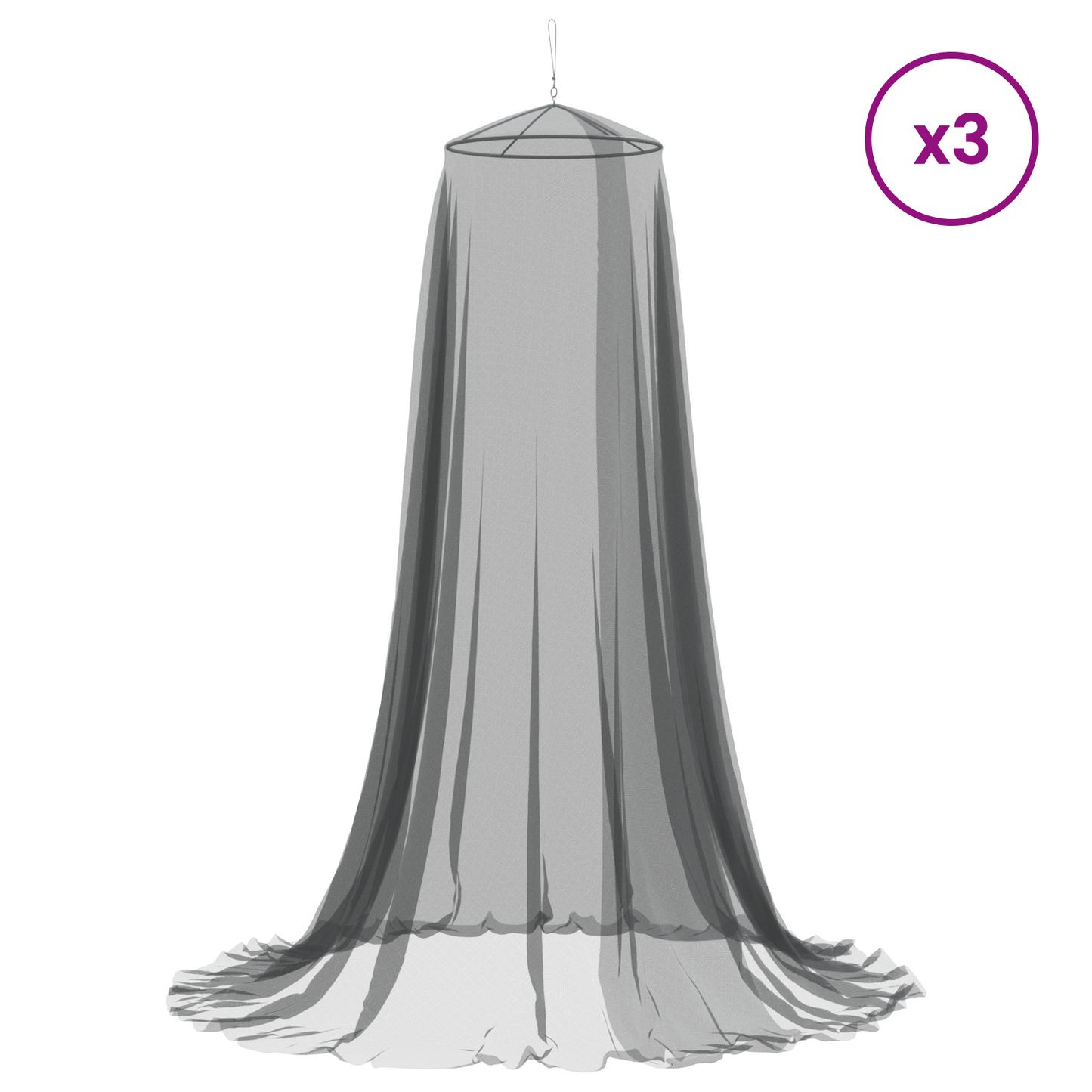 Mosquito Net for Bed 3 pcs 156 mesh Black ⌀56 x 220 cm