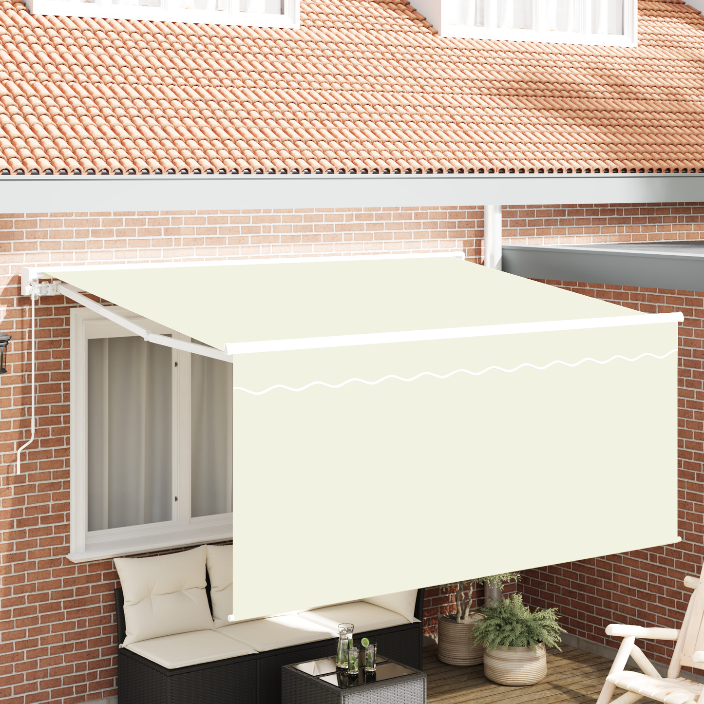 Retractable Awning Cream 300 x 200 cm Polyester and Aluminium