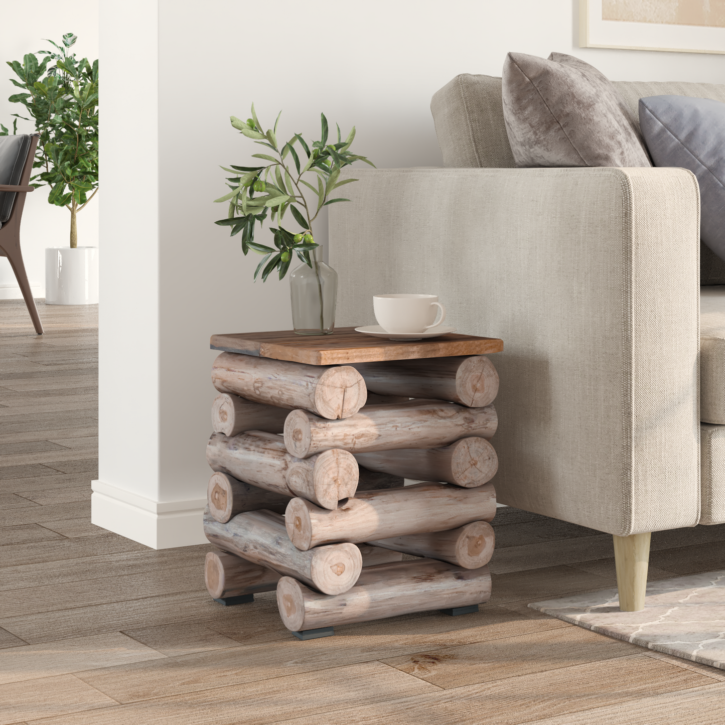 Stool Natural 30 x 30 x 38 cm Solid Teak Wood