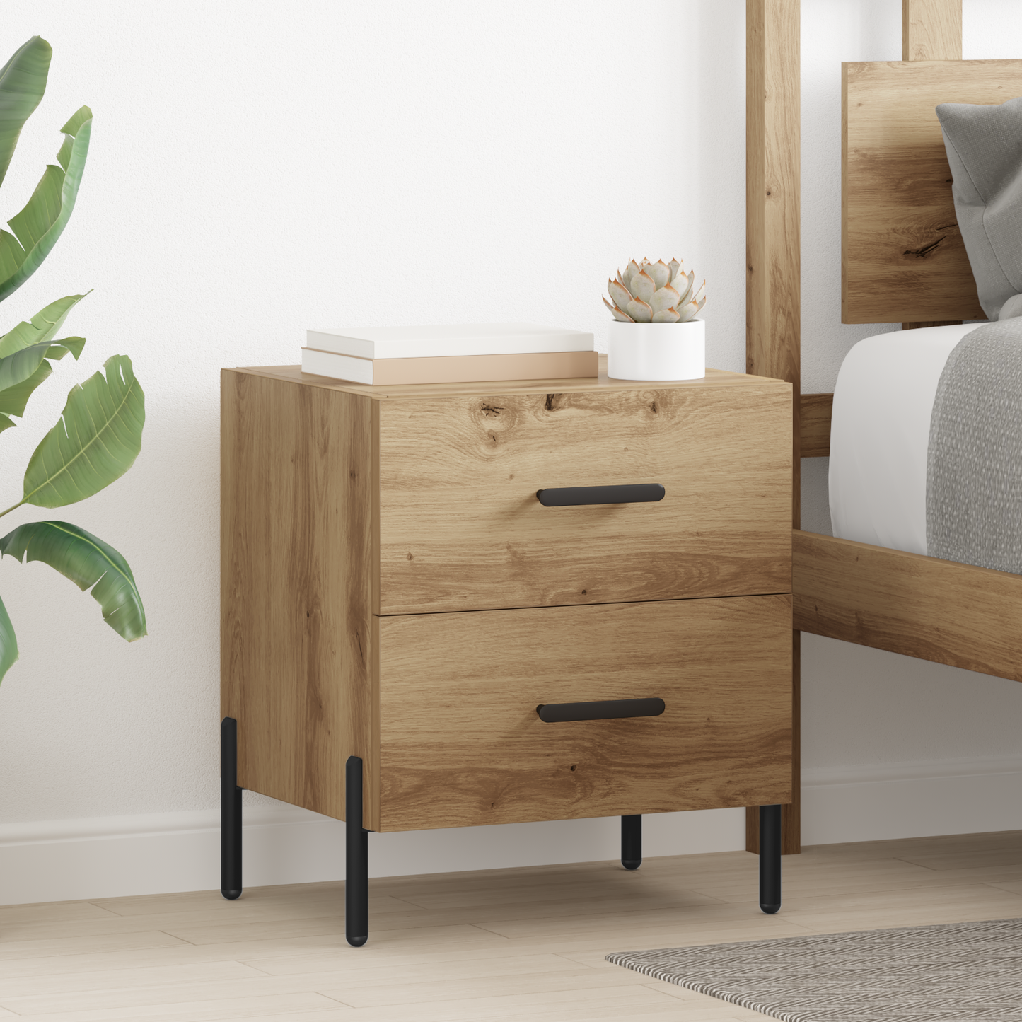 Bedside Cabinet with Drawer 2 pcs Artisan Oak 40 x 35 x 47.5 cm