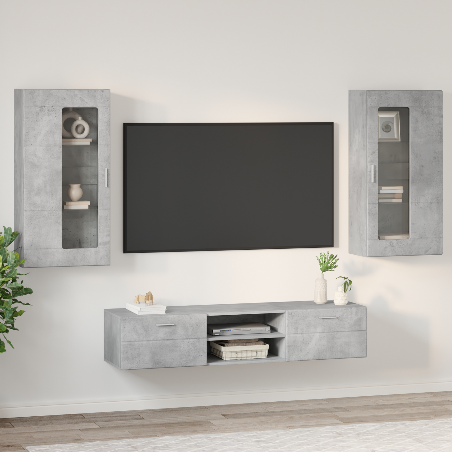 TV Cabinet Set FLORIN 3 pcs Concrete Grey Engineered Wood