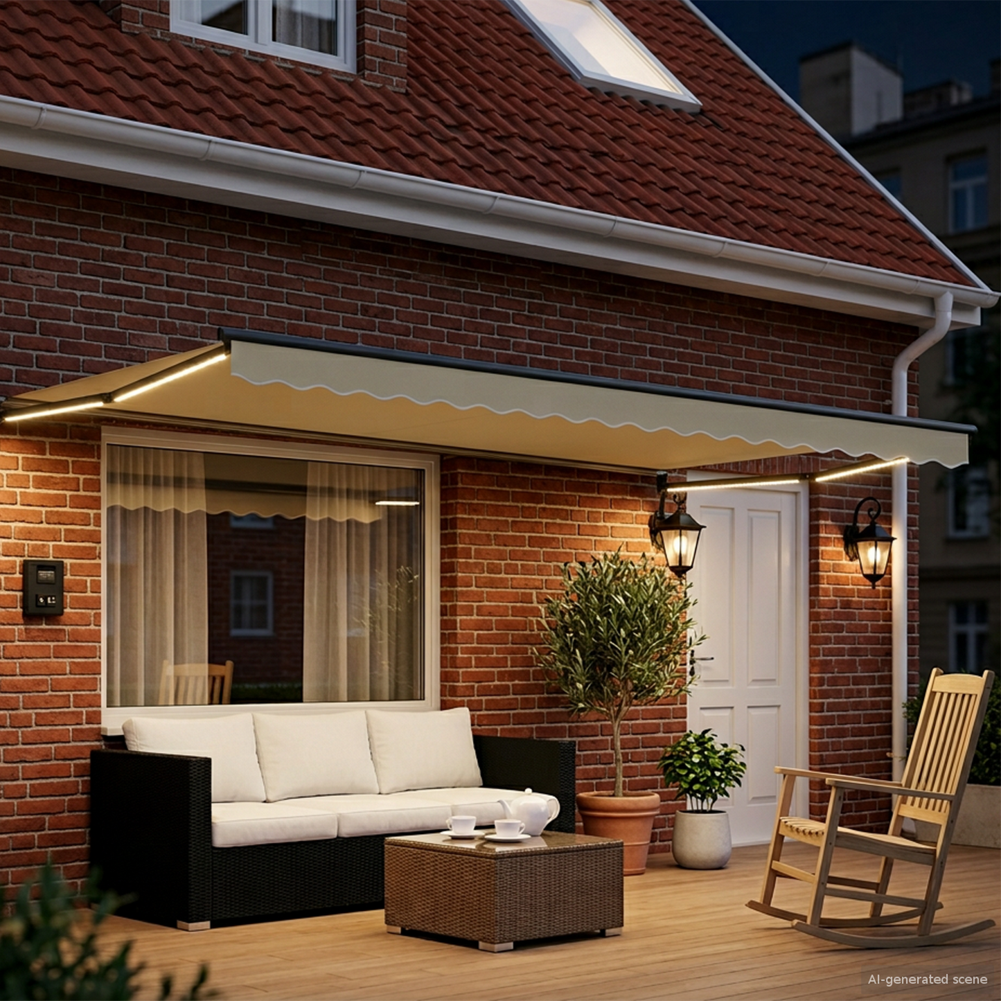 Manual Retractable Awning with LEDs 5 x 3 m