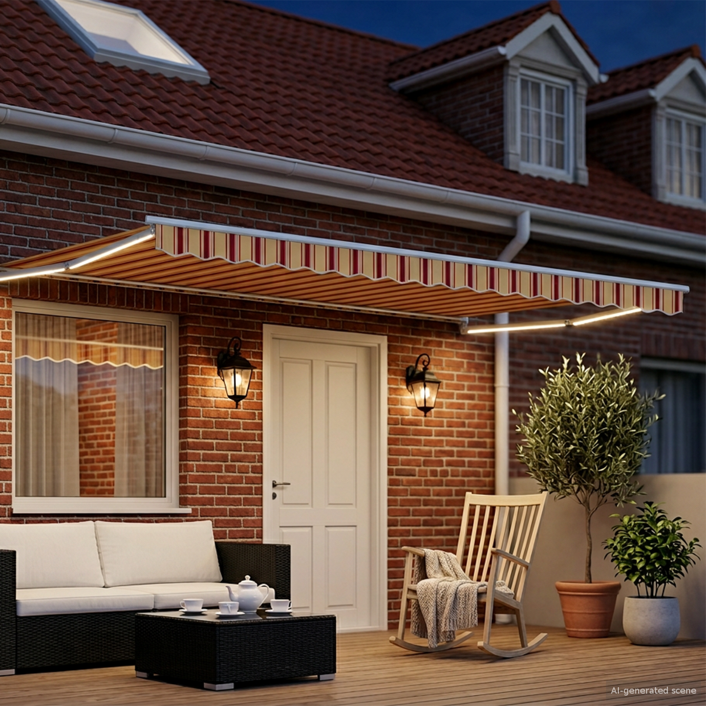 Manual Retractable Awning with LEDs Multicolour 4 x 3 m