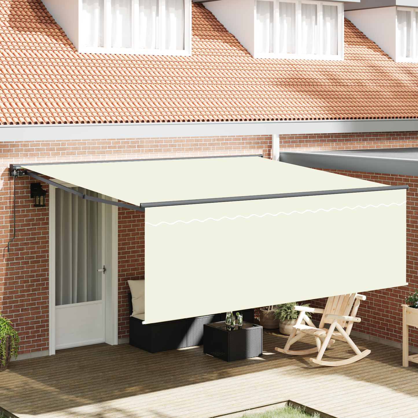 Retractable Awning Cream 400 x 300 cm Polyester and Aluminium