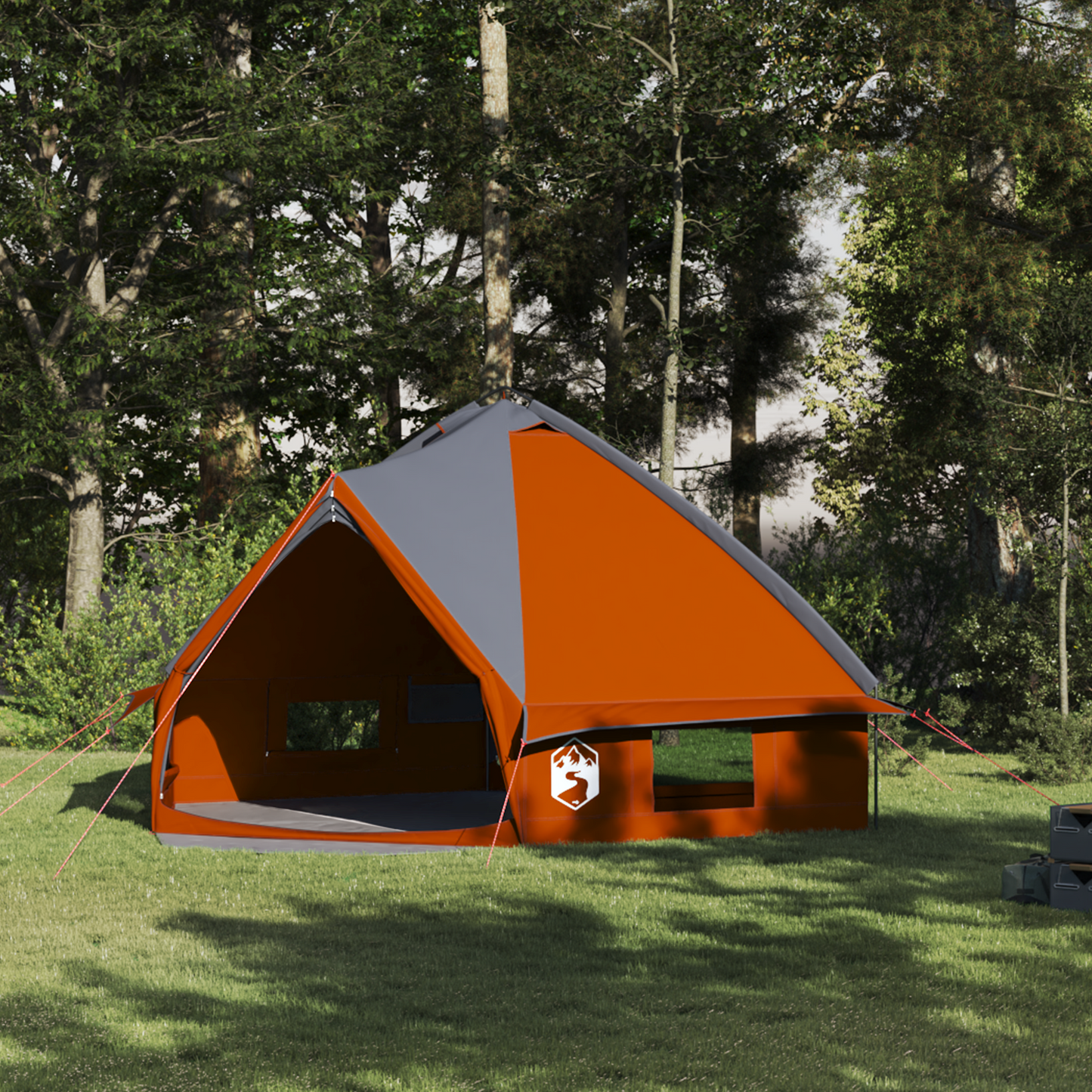 Teepee Tent 8-Person Grey and Orange 490 x 410 x 210 cm