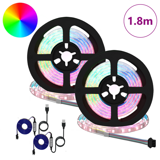 LED Strip 2 pcs Black and Transparent Copper and Plastic