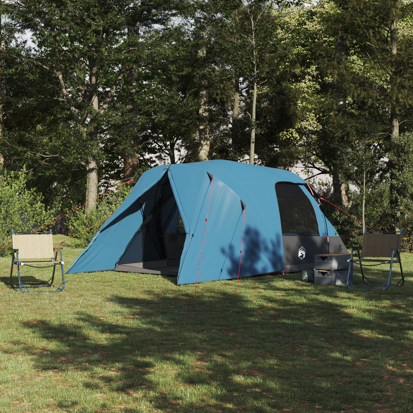 Dome Tent 4-Person with Roof Blue 455 x 252 x 178 cm