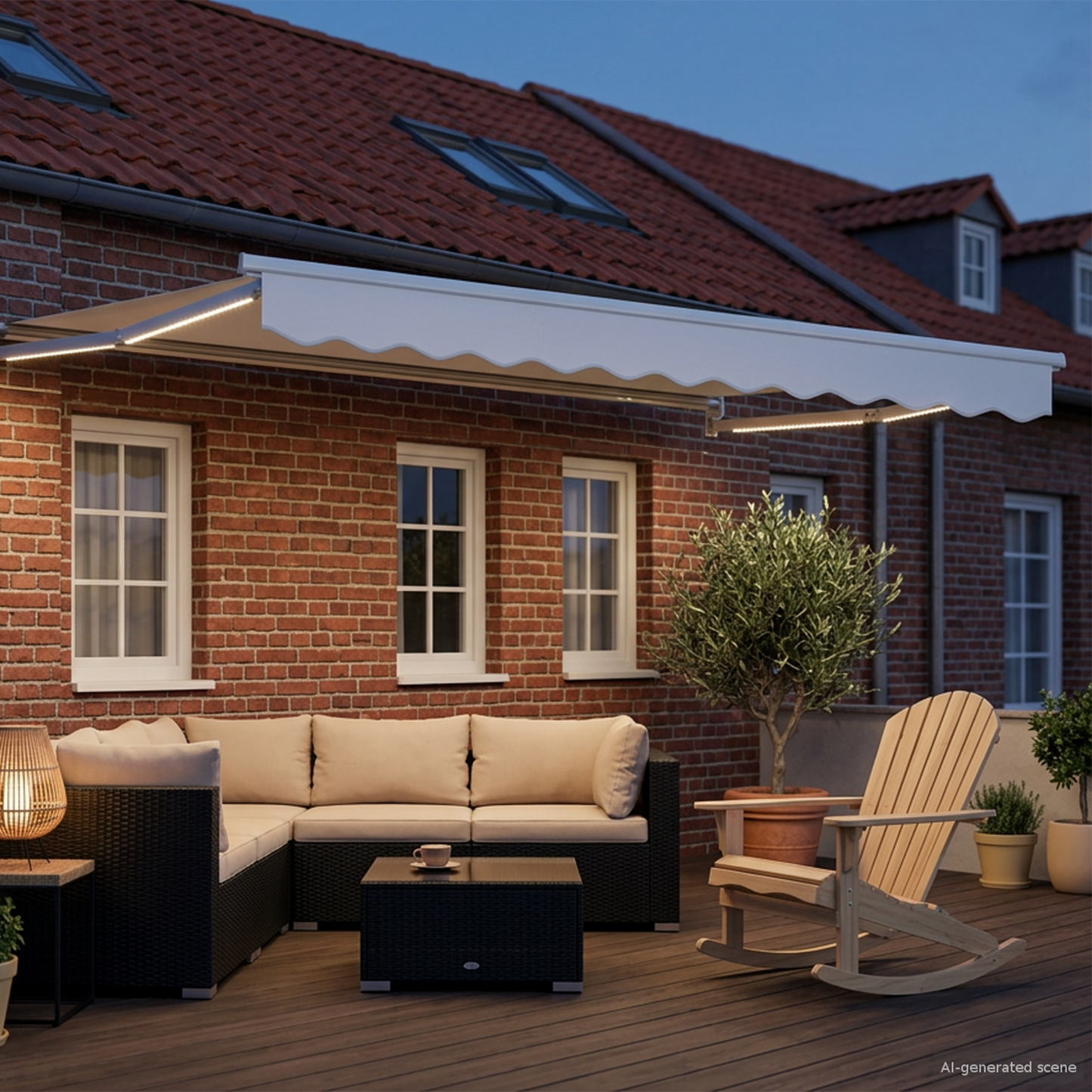 Manual Retractable Awning with LEDs White 3.5 x 2.5 m