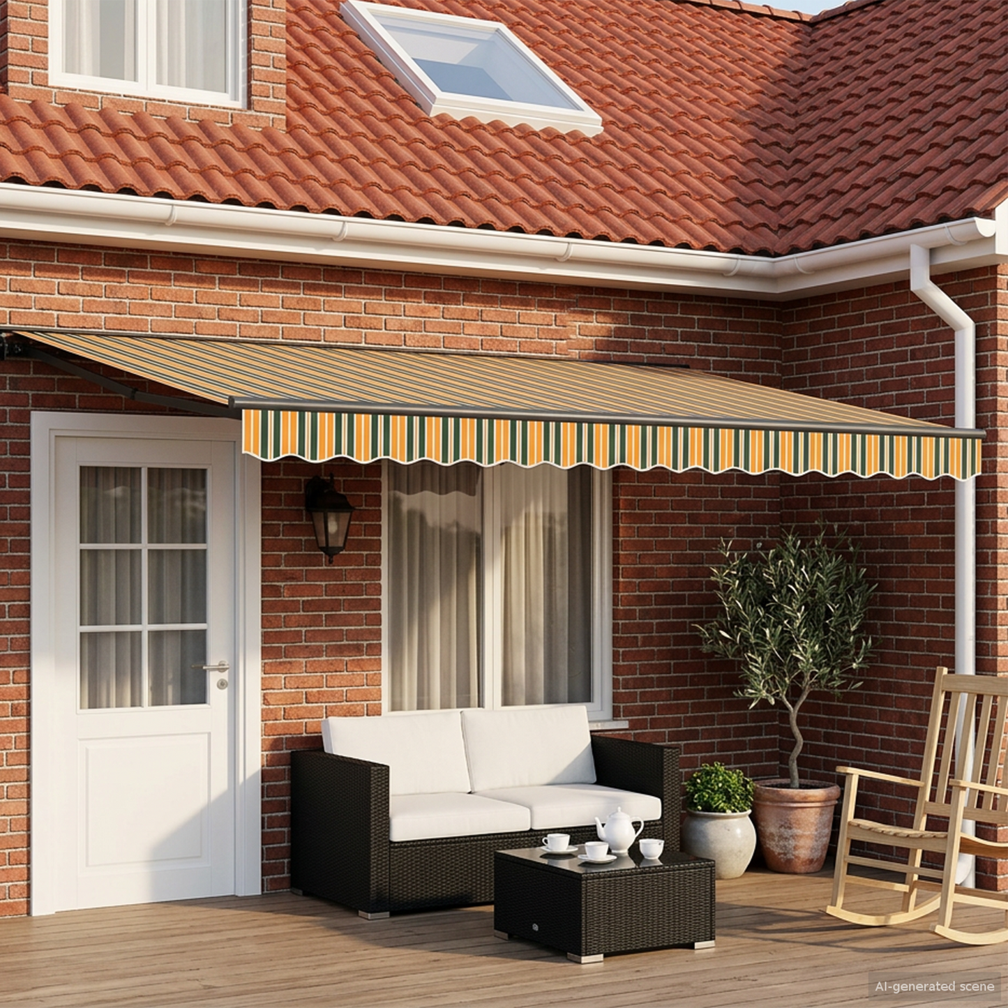 Electric Retractable Awning 5 x 3.5 m Polyester with PU coating
