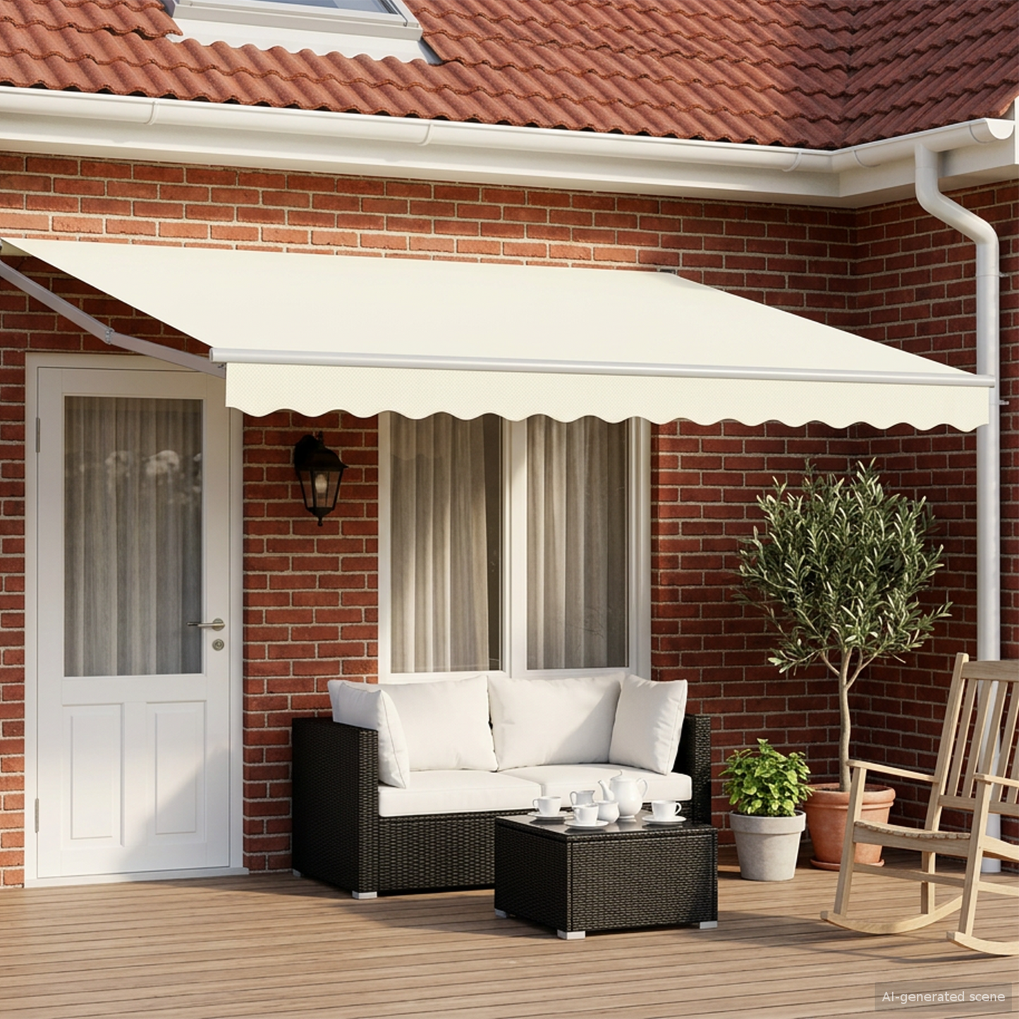 Electric Retractable Awning Cream and White 4 x 2 m