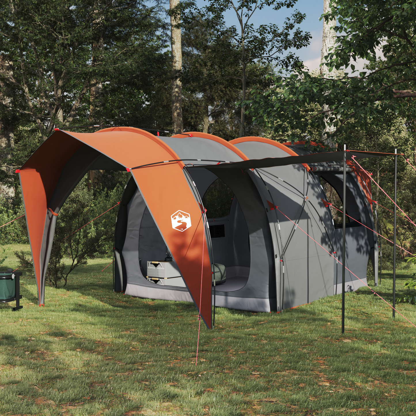 Tunnel Tent Grey and Orange 382 x 262 x 214 cm
