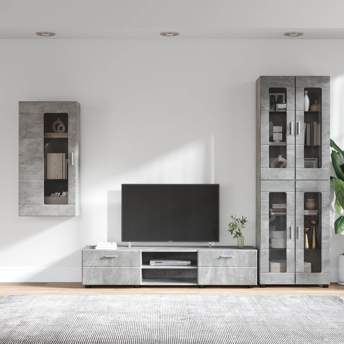 TV Cabinet Set FLORIN 3 pcs Concrete Grey Engineered Wood