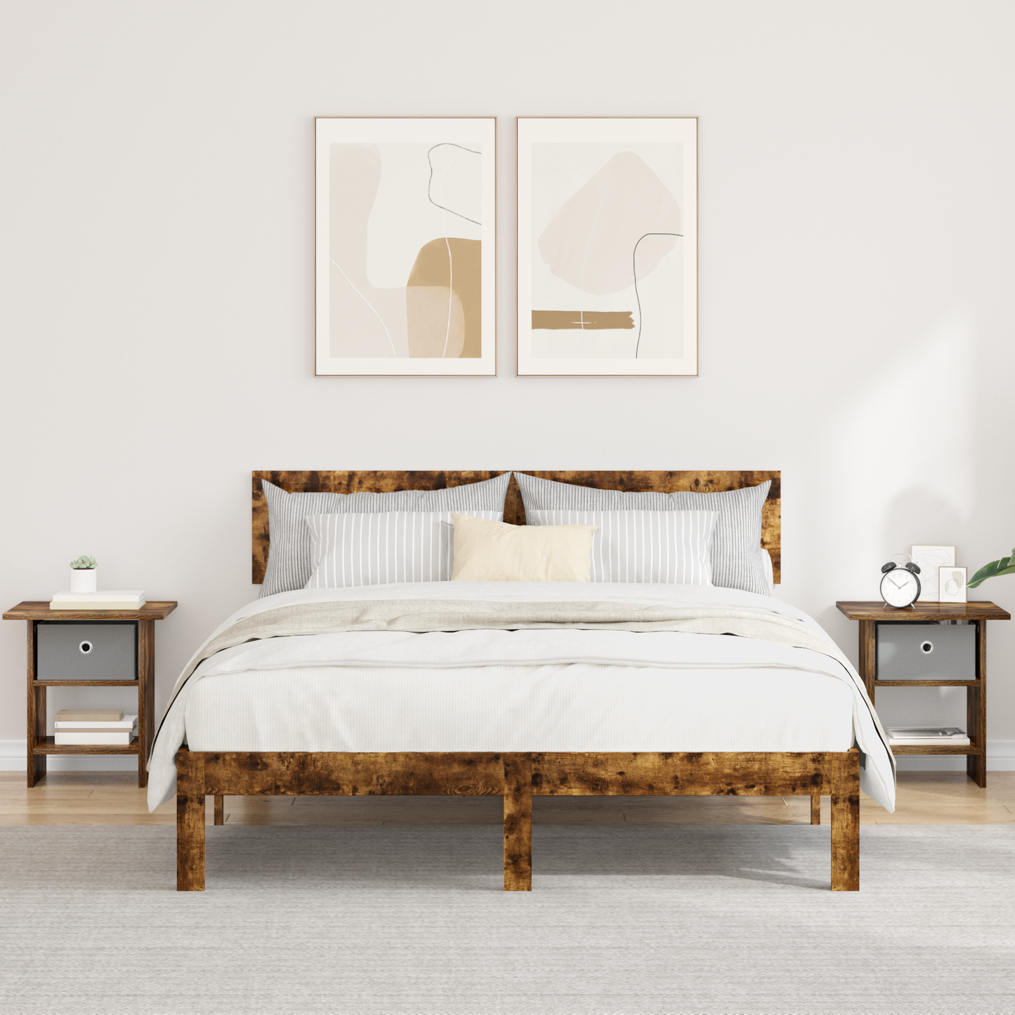 Bedside Table 2 pcs Smoked Oak 41 x 40 x 45 cm Engineered Wood