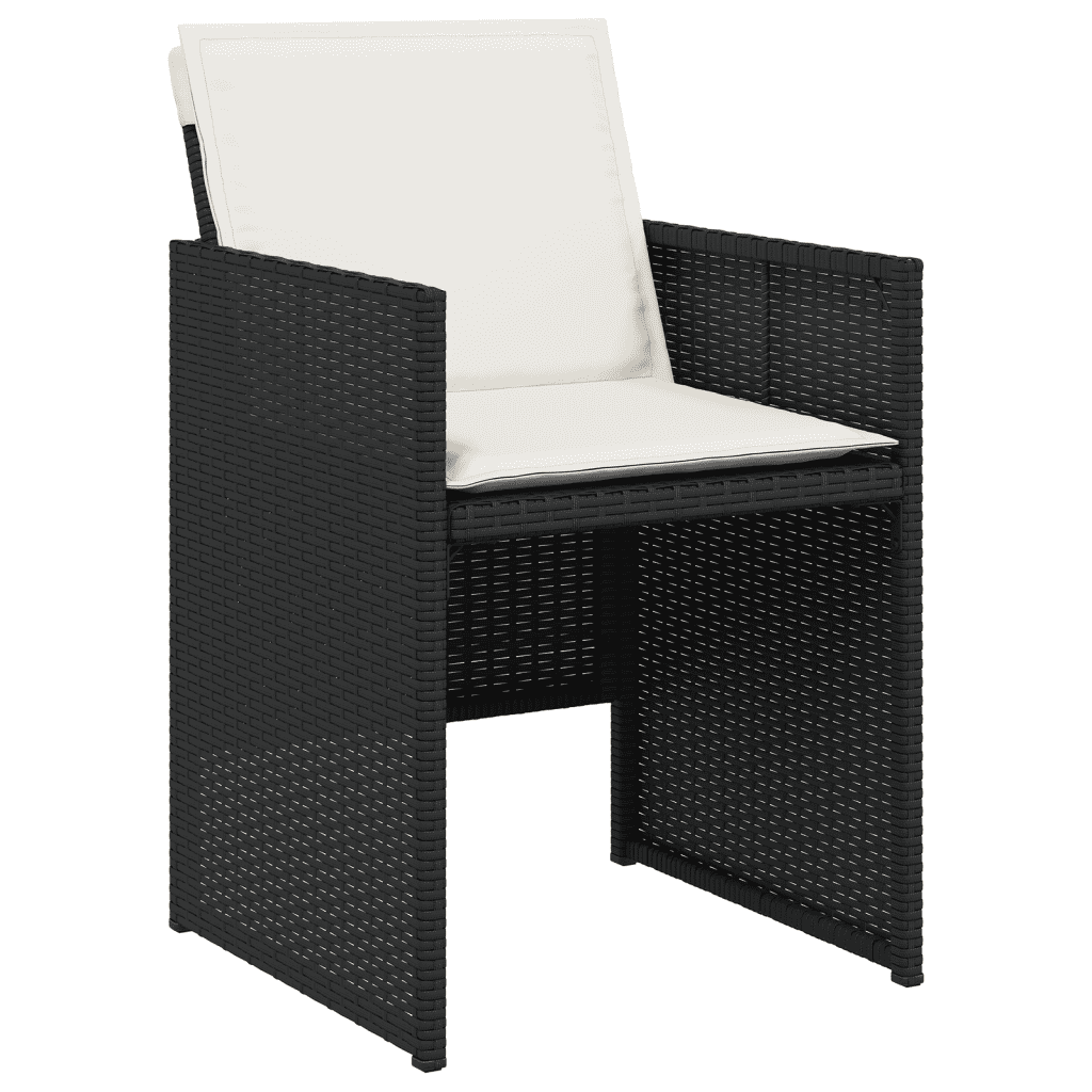 17 Piece Garden Dining Set with Cushions Black Poly Rattan