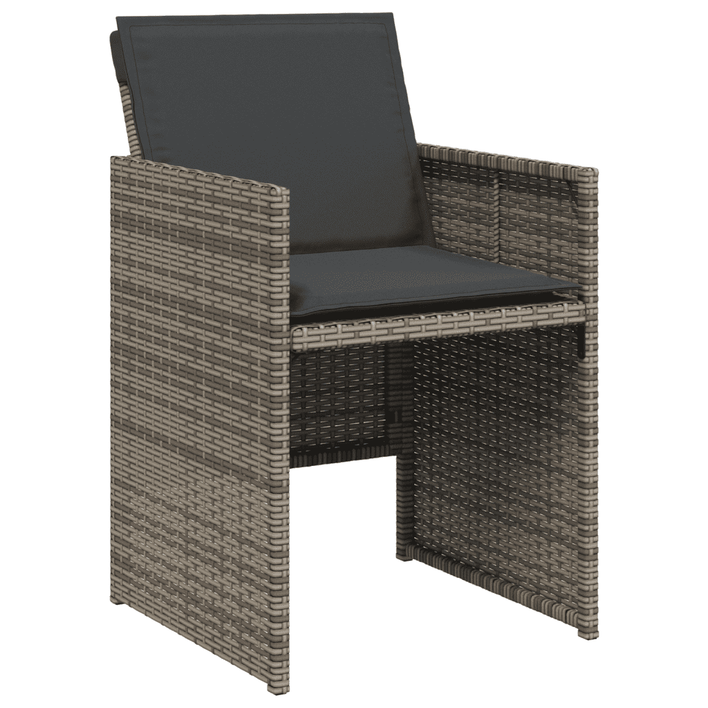 5 Piece Garden Dining Set with Cushions Grey Poly Rattan