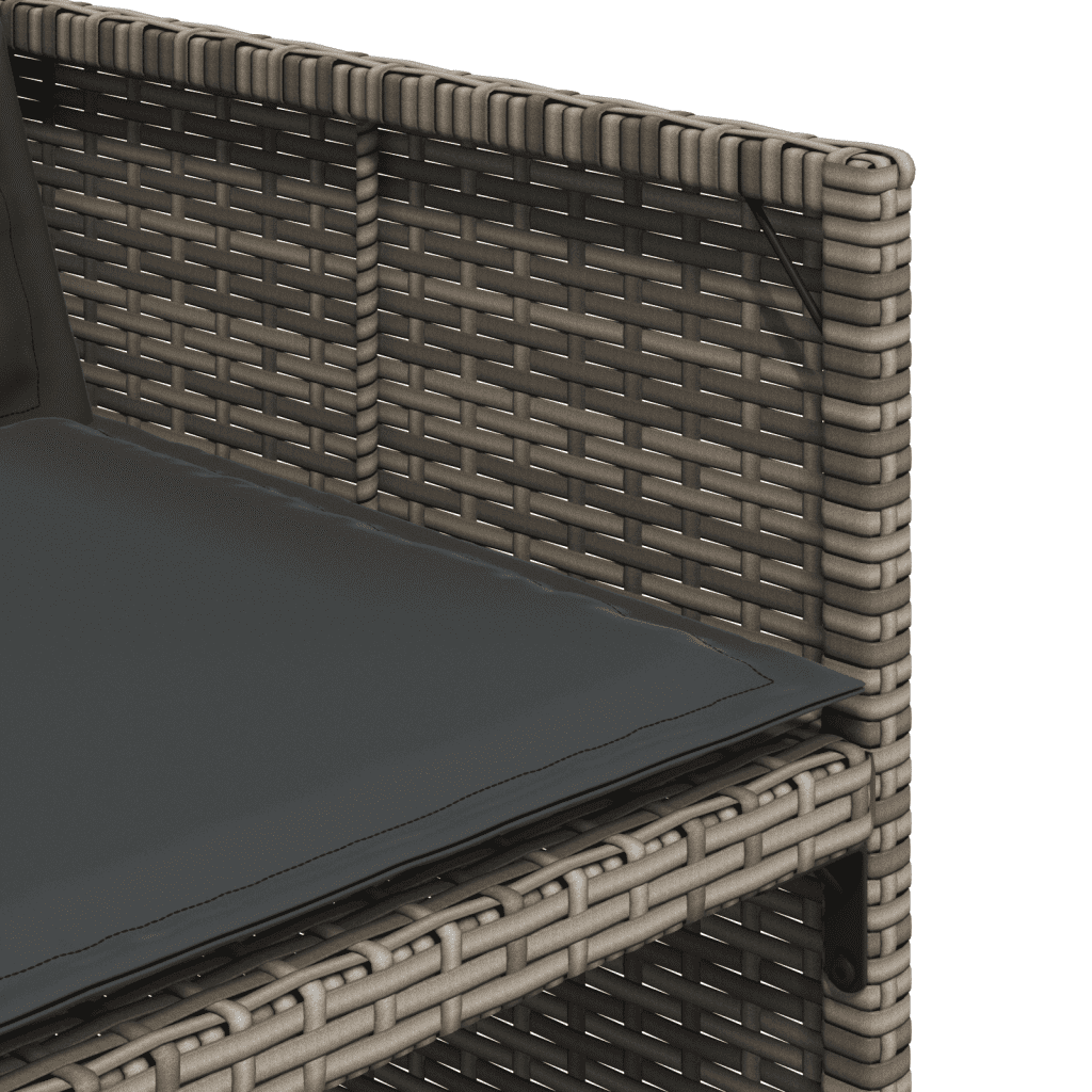5 Piece Garden Dining Set with Cushions Grey Poly Rattan