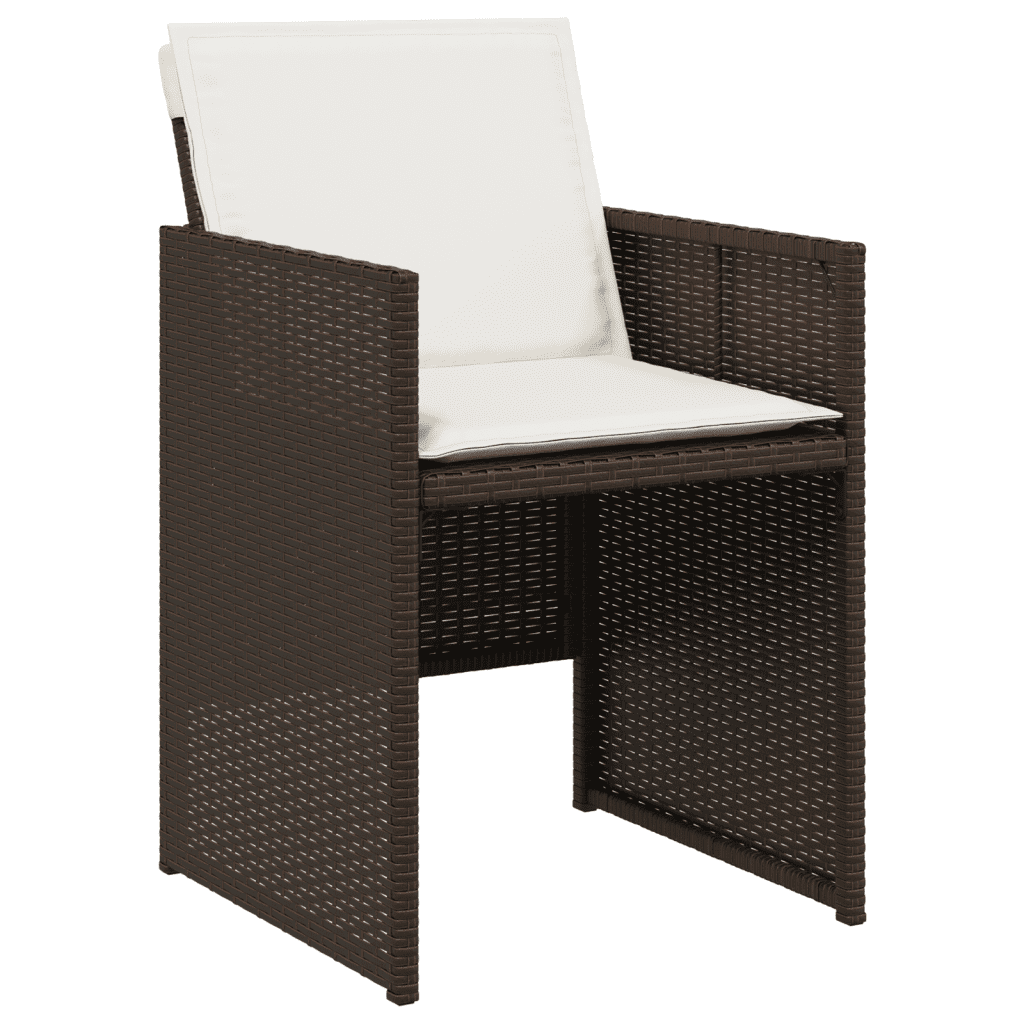 9 Piece Garden Dining Set with Cushions Brown Poly Rattan