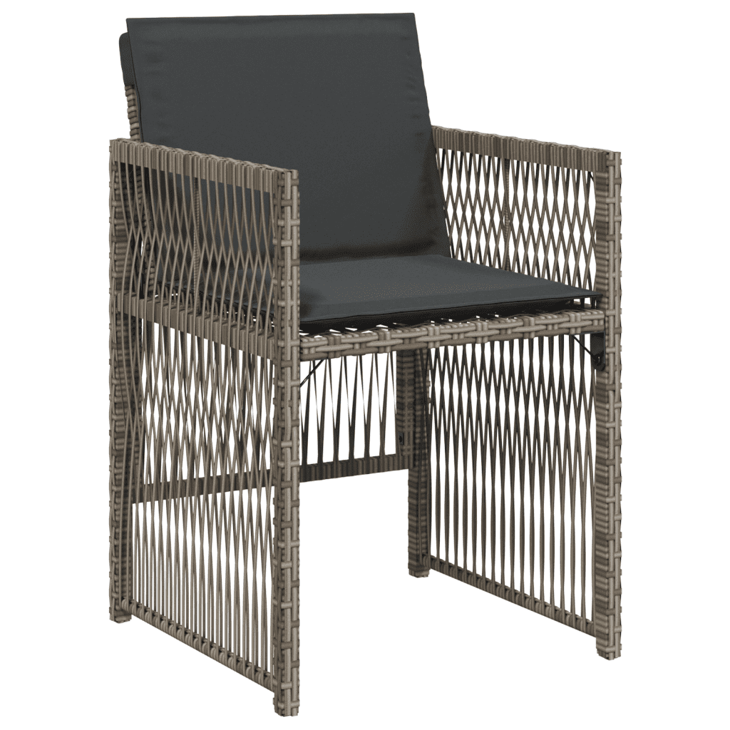 11 Piece Garden Dining Set with Cushions Grey Poly Rattan