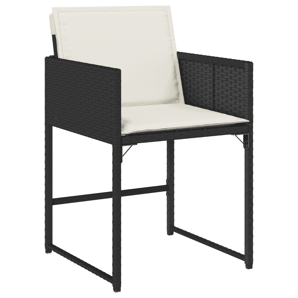 11 Piece Garden Dining Set with Cushions Black Poly Rattan