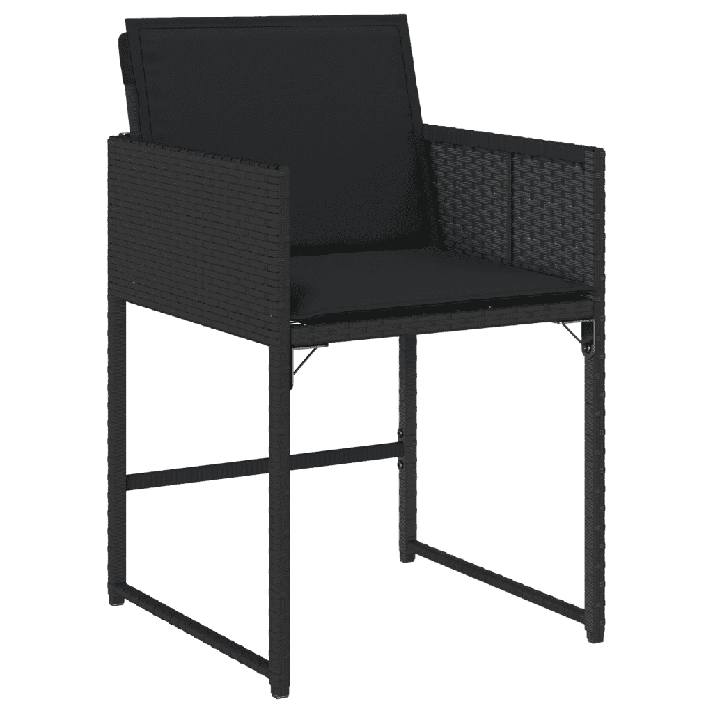 13 Piece Garden Dining Set with Cushions Black Poly Rattan