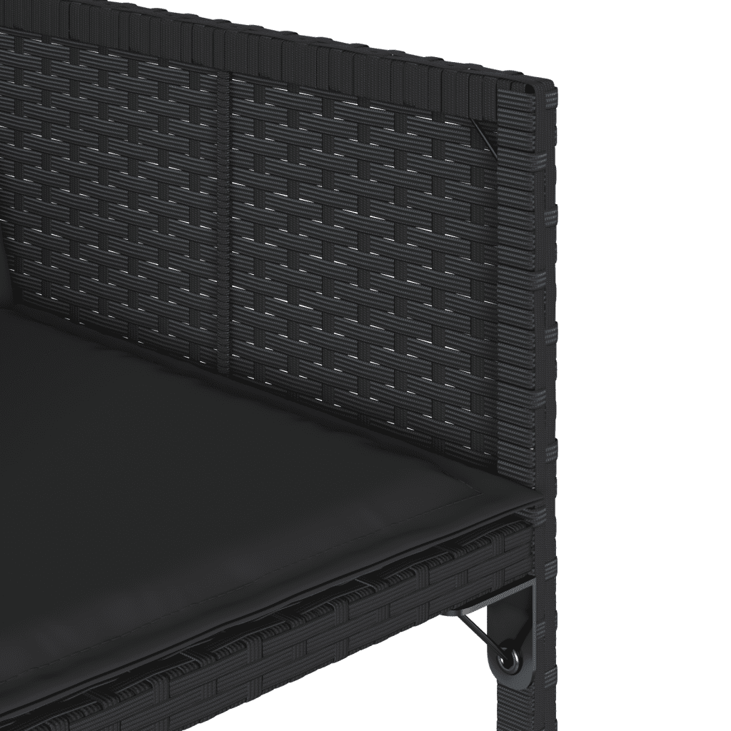 11 Piece Garden Dining Set with Cushions Black Poly Rattan