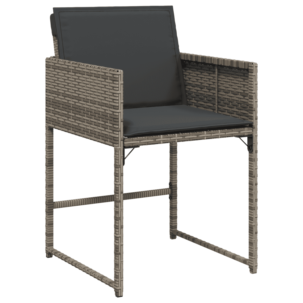 9 Piece Garden Dining Set with Cushions Grey Poly Rattan