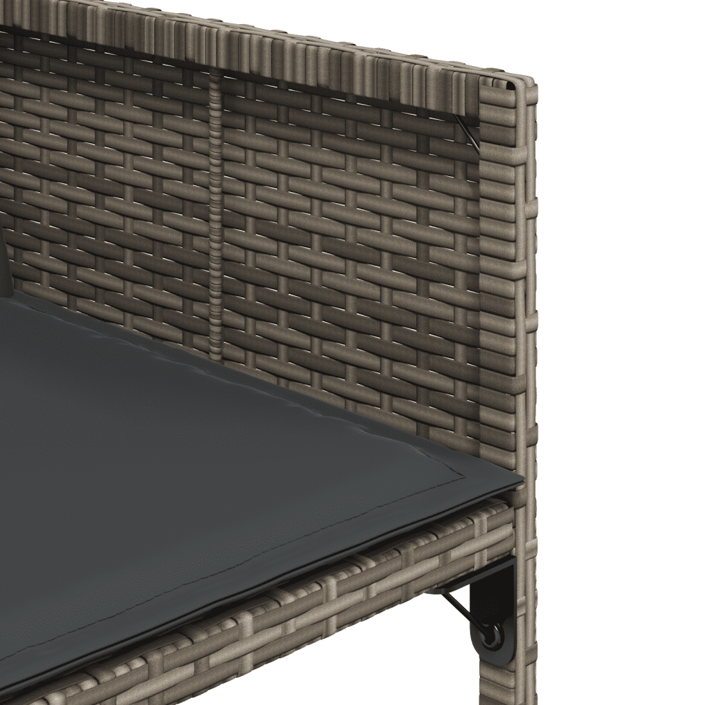 11 Piece Garden Dining Set with Cushions Grey Poly Rattan