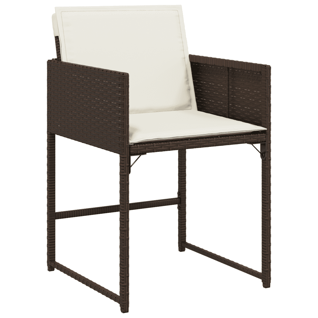 13 Piece Garden Dining Set with Cushions Brown Poly Rattan