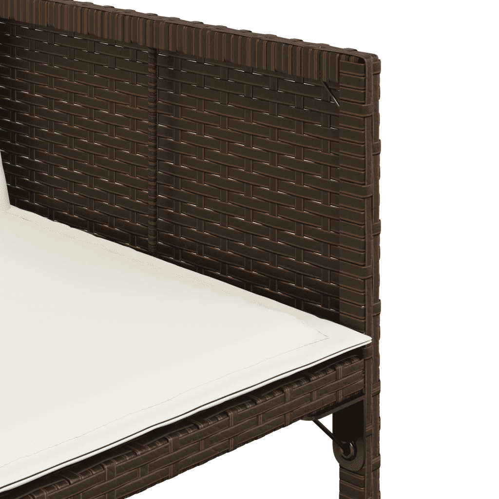 7 Piece Garden Dining Set with Cushions Brown Poly Rattan