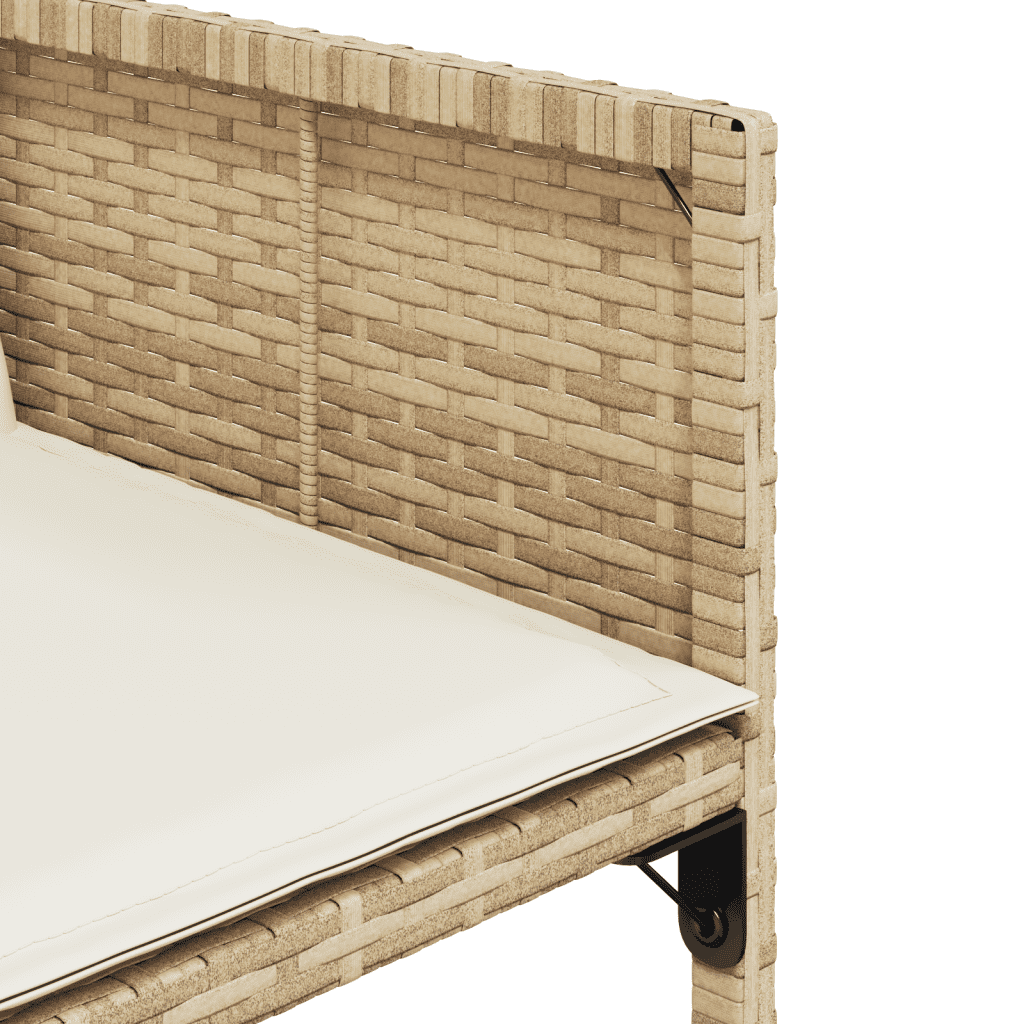 7 Piece Garden Dining Set with Cushions Beige Poly Rattan