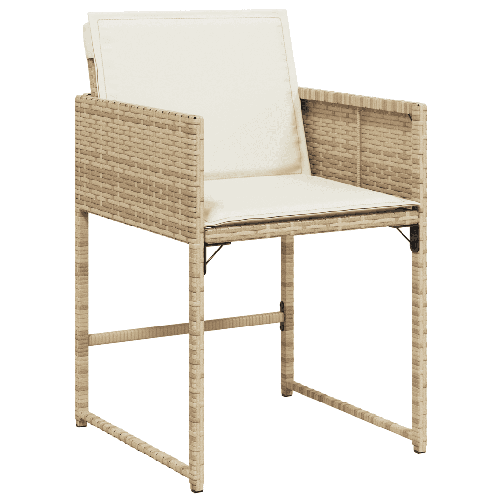 11 Piece Garden Dining Set with Cushions Beige Poly Rattan