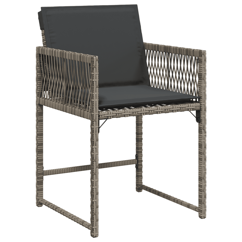 11 Piece Garden Dining Set with Cushions Grey Poly Rattan