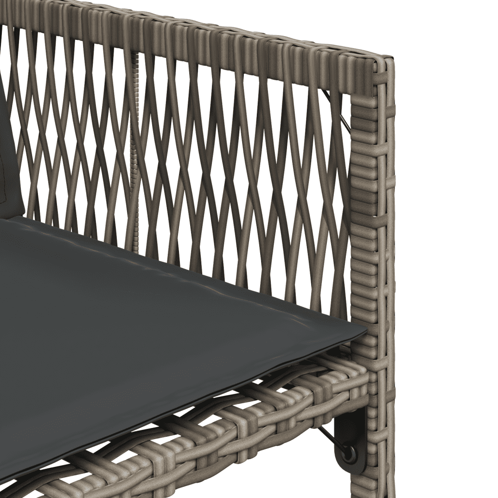 11 Piece Garden Dining Set with Cushions Grey Poly Rattan